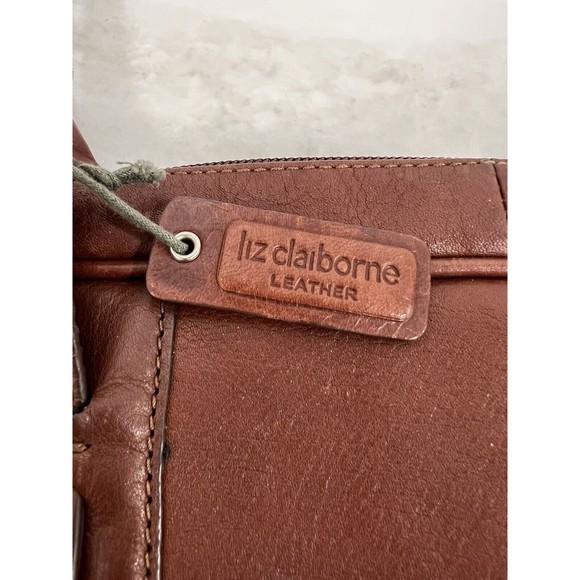 LIZ CLAIBORNE BROWN LEATHER BAG PURSE ORGANIZER - Picture 2 of 9